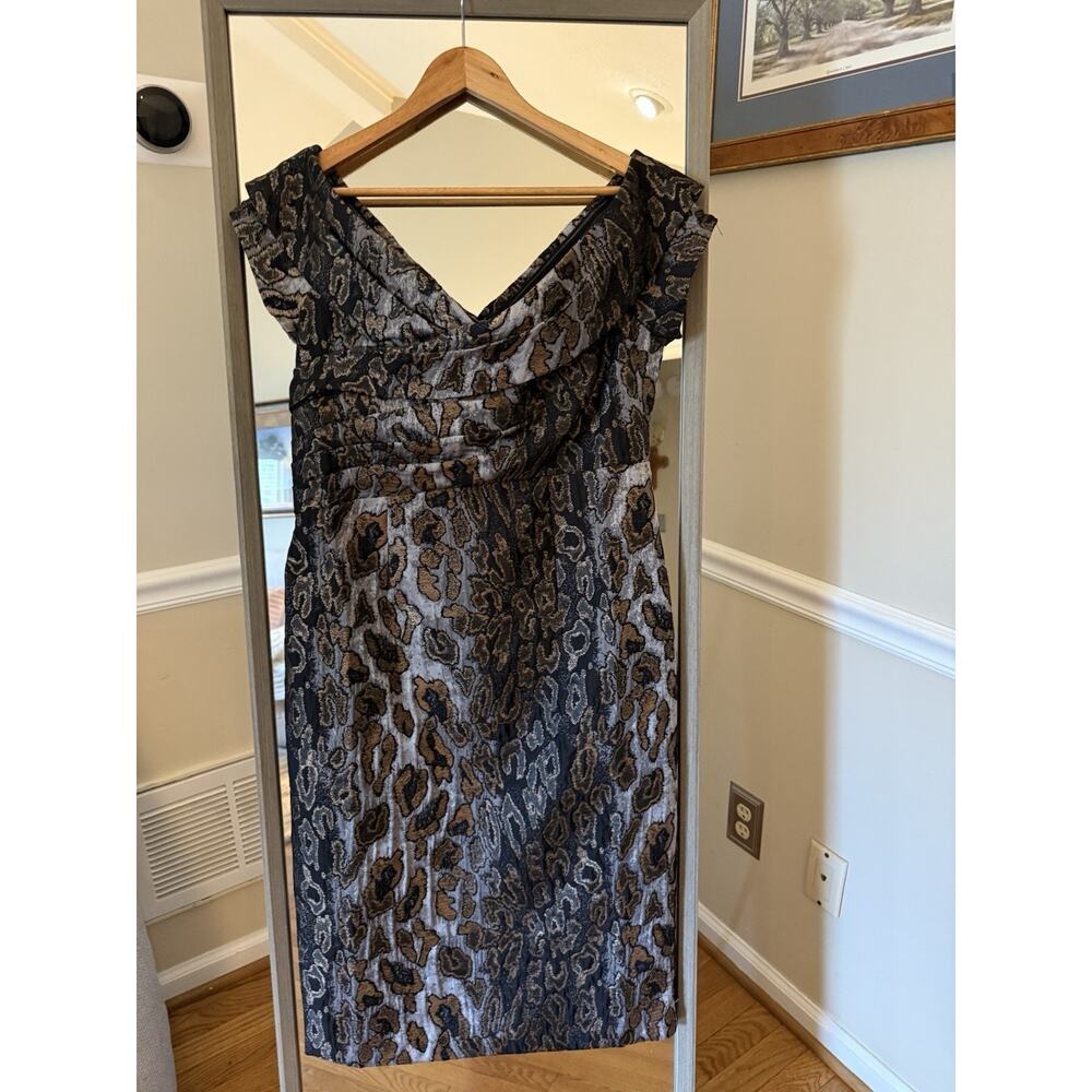 Ashro Floral Metallic Cocktail Dress Size 8